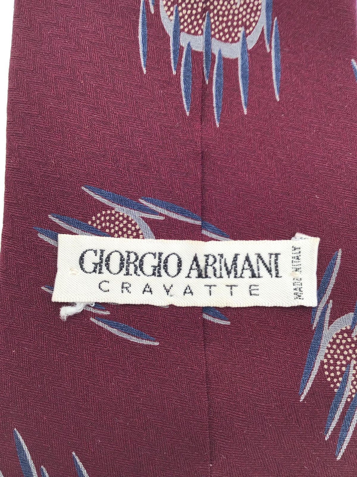 Giorgio Armani Men&#39;s Red Silk Adjustable Pointed Tie - One Size With COA