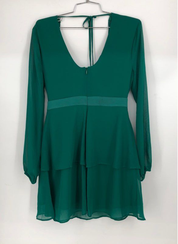 NWT BCBGeneration Women&#39;s Pine Green V-Neck Long Sleeve Mini Dress - Size 4