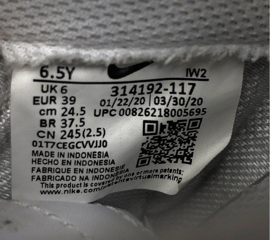 Nike Air Force 1 Low Triple White GS Sneakers Size 6.5Y