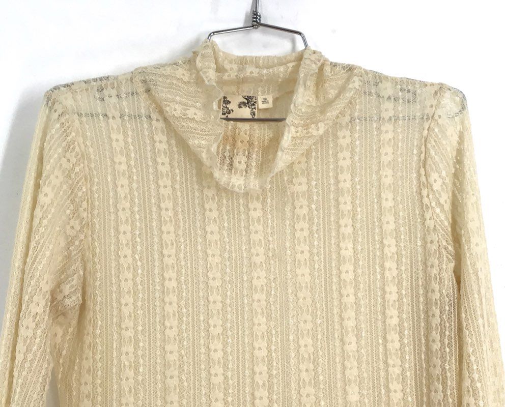 Y2K 2000s Blue Pepper Women&#39;s Beige Blouse - Size Medium