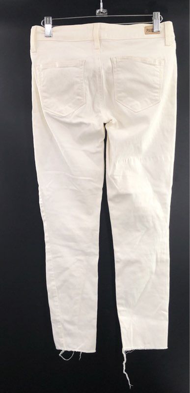Paige Women's White Verdugo Crop Raw Hem Skinny Stretch Jeans Size 25