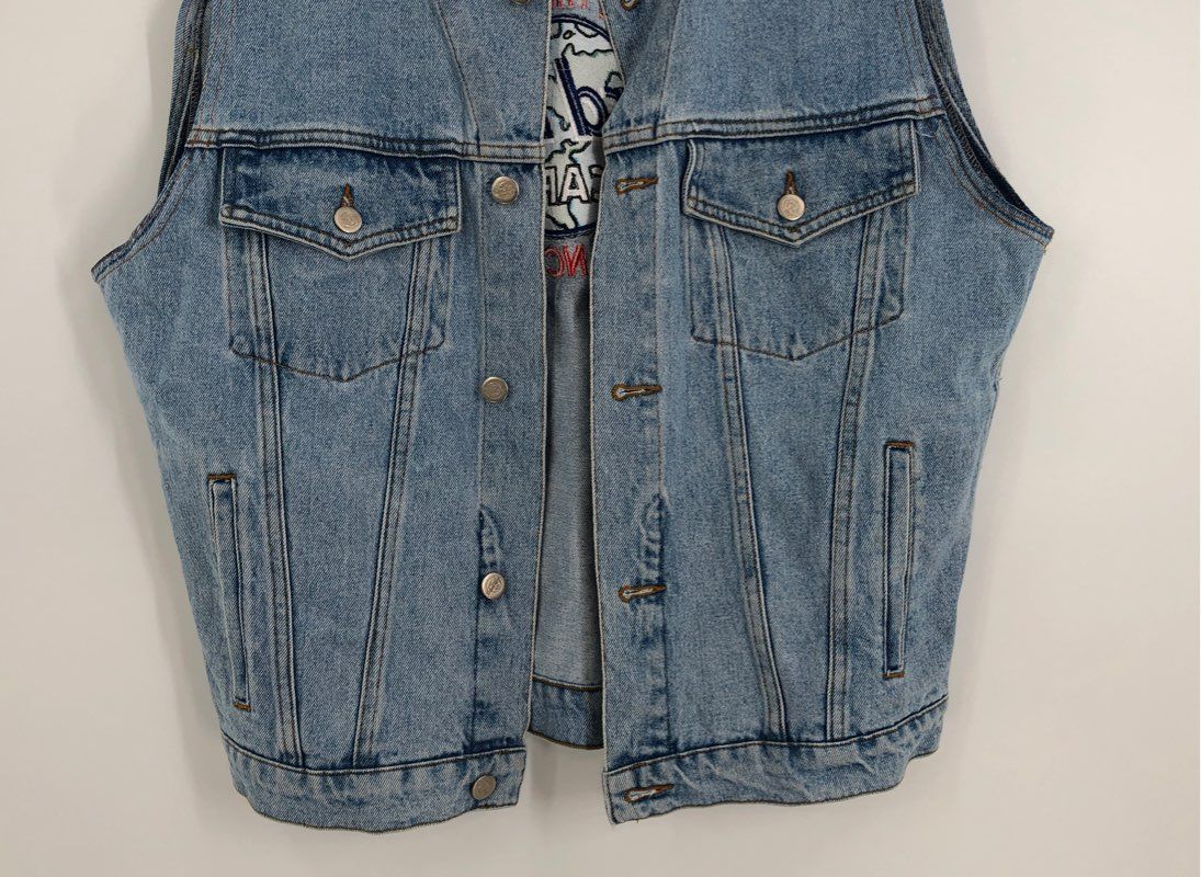 Hard Rock Cafe Men&#39;s Blue Cancus Rock &amp; Pop Denim Vest - Size Small