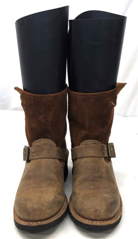 Maximed Brown Leather and Suede Biker Engineer Mid-Calf Boots Size 6 M