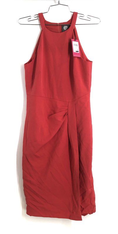 Vince Camuto Women's Red Draped Front Halter Neck Sleeveless Dress Size 6 NWT