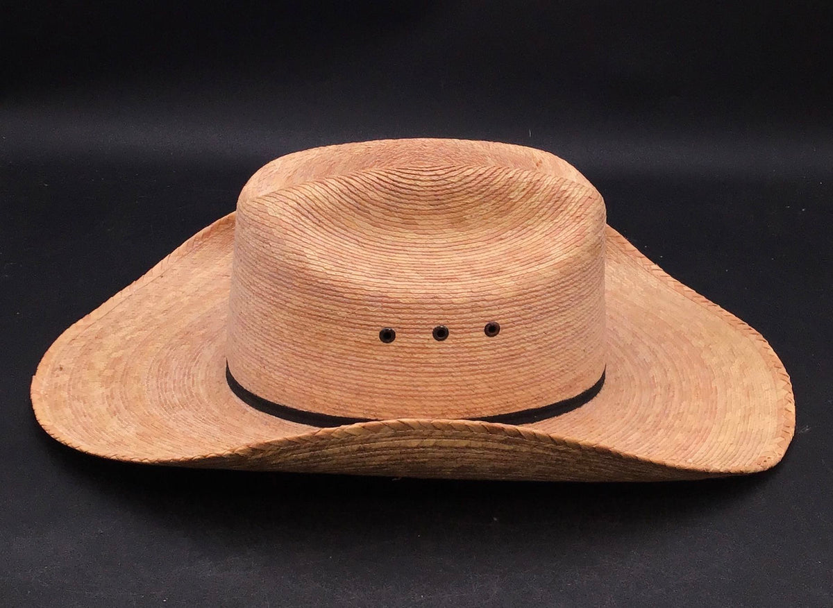 Tan Straw Vented Cowboy Hat Wide Brim Western Cattleman Unisex Size 7 1/8 57