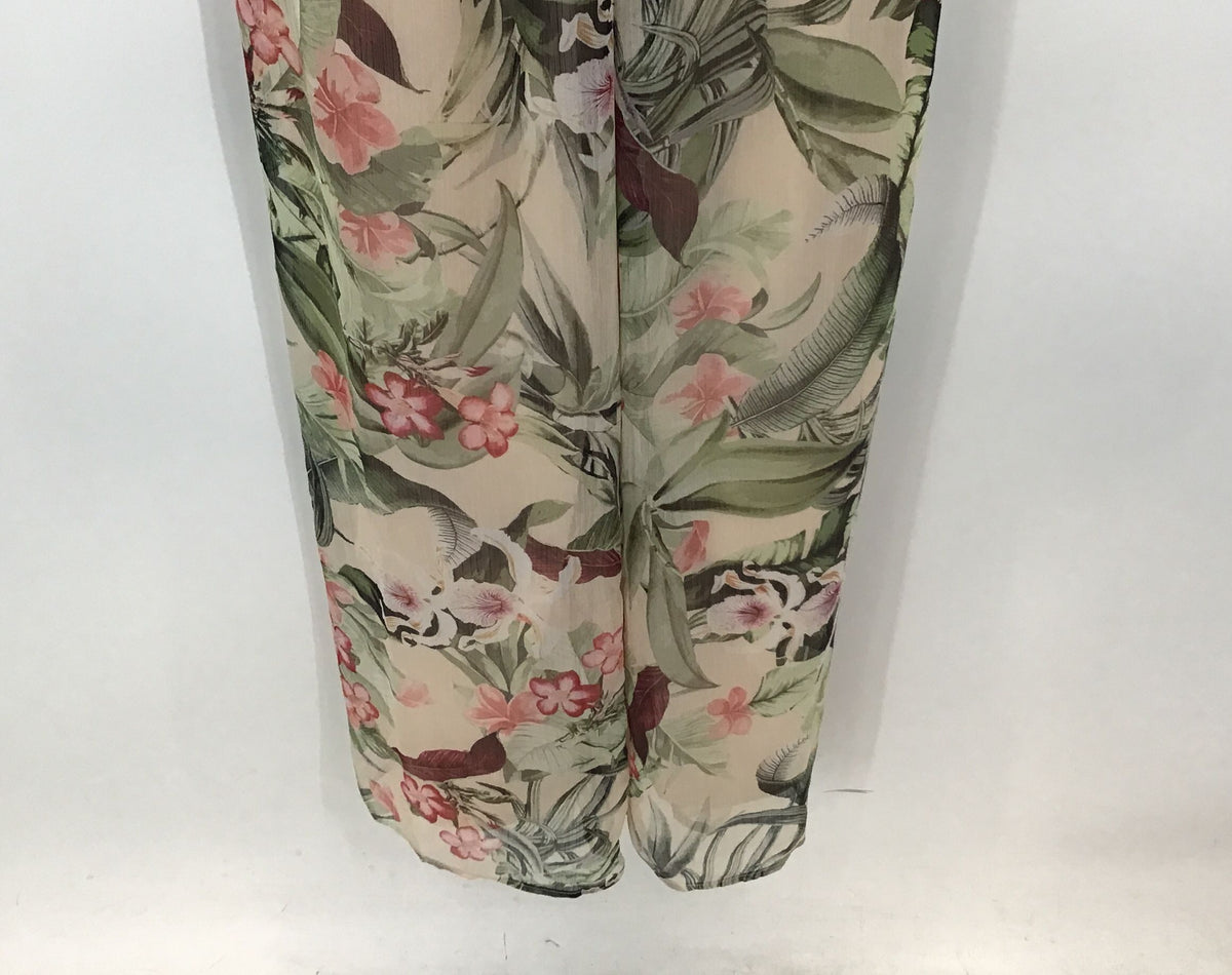 NWT Guess Womens Peach Orchid Jungle Print One-Piece Jumpsuit - Size M