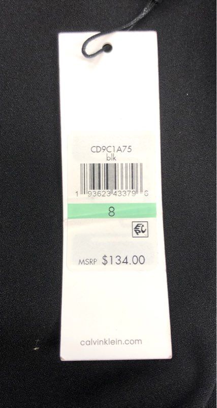 Calvin Klein Women's Black Flutter Sleeve Mermaid Hem Scuba Dress Logo NWT Sz 8