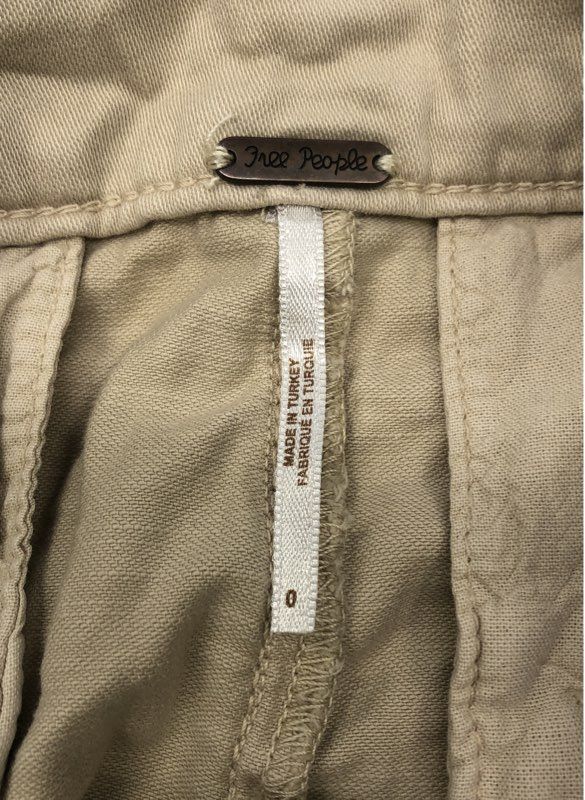 Free People Women's Tan High Rise Pleated Cotton Twill Chino Shorts Sz 0