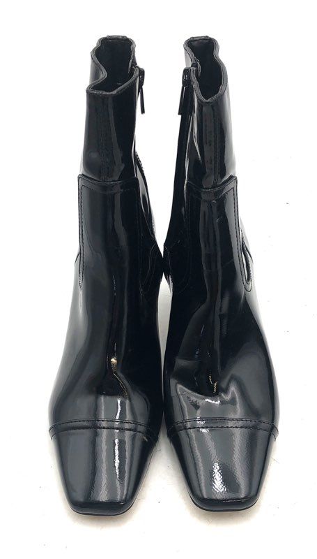 Sam Edelman Livia Black Patent Cap Toe Ankle Booties Kitten Heel Size 10
