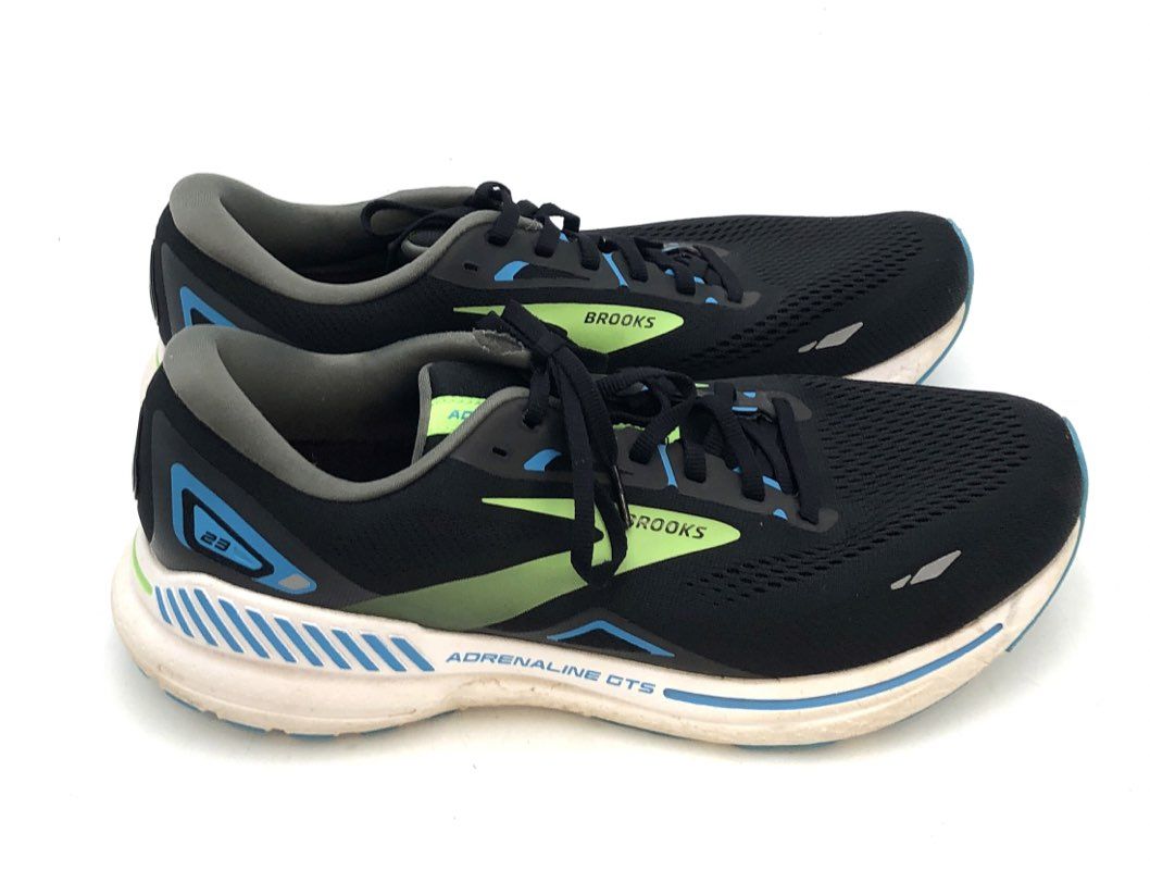 Brooks Adrenaline GTS 23 Black Neon Blue Running Shoes Men's Size 12