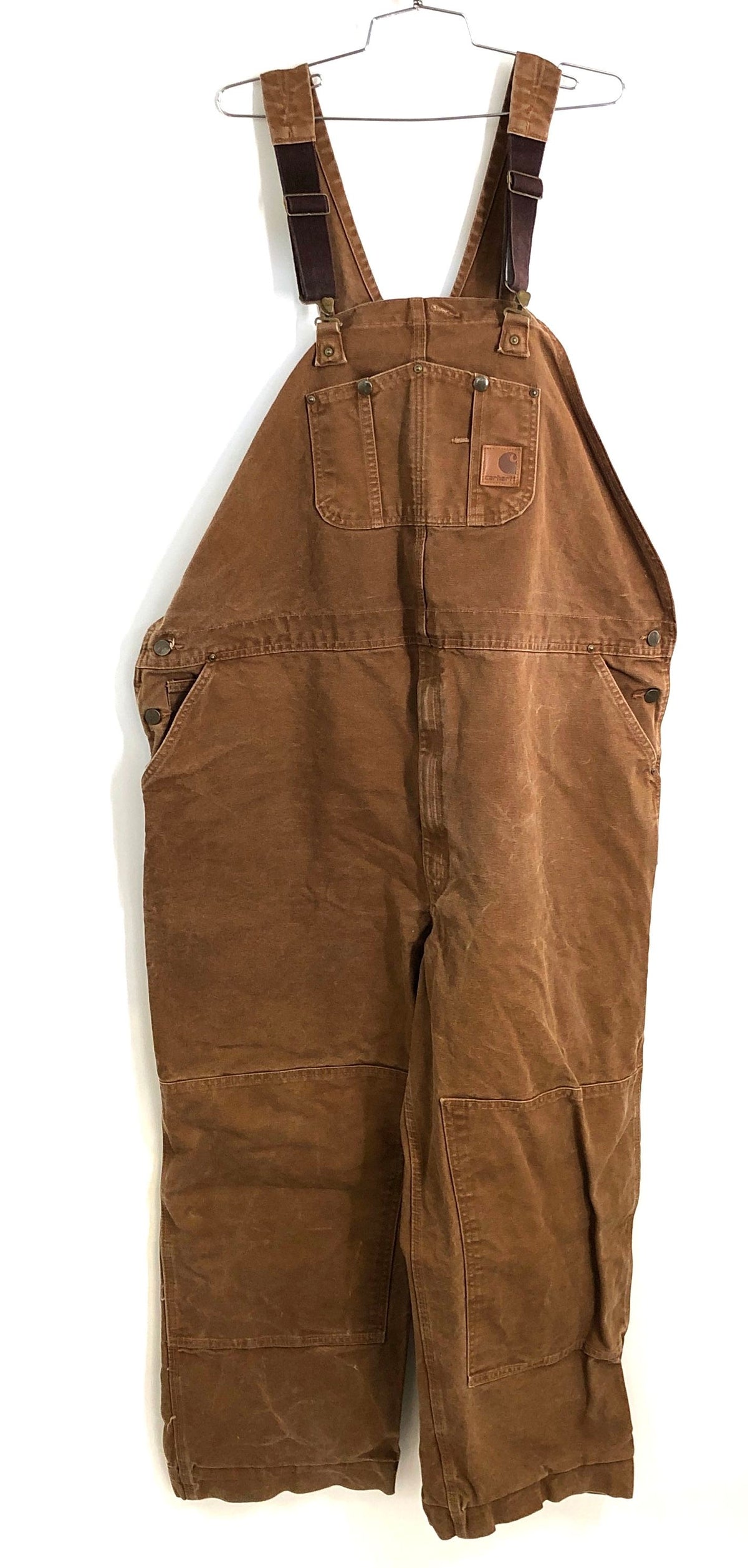Carhartt R06 BRN Double Knee Cotton Duck Bib Overalls Brown Sz 50x32