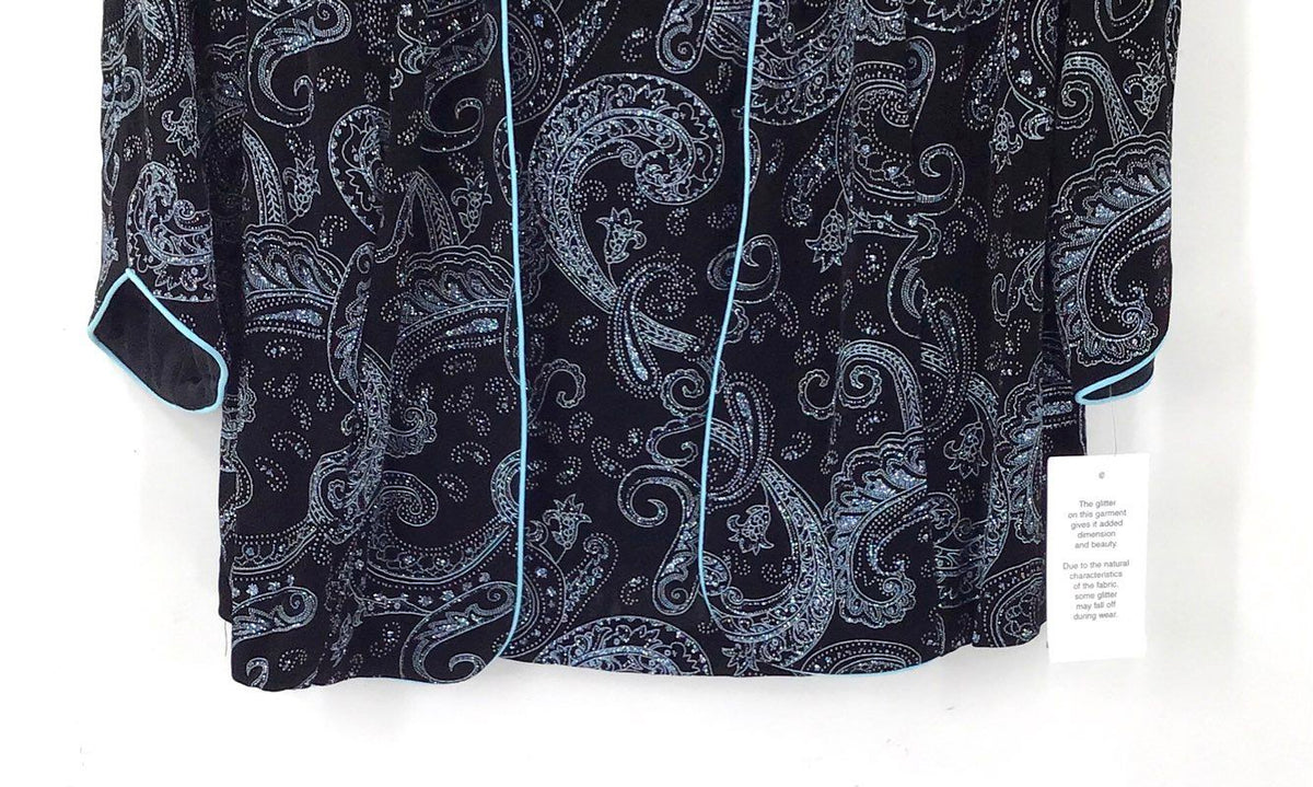 Vintage NWT Alex Evenings Women's Blue Black 2-Piece Jacket & Tank Top - Size 1X