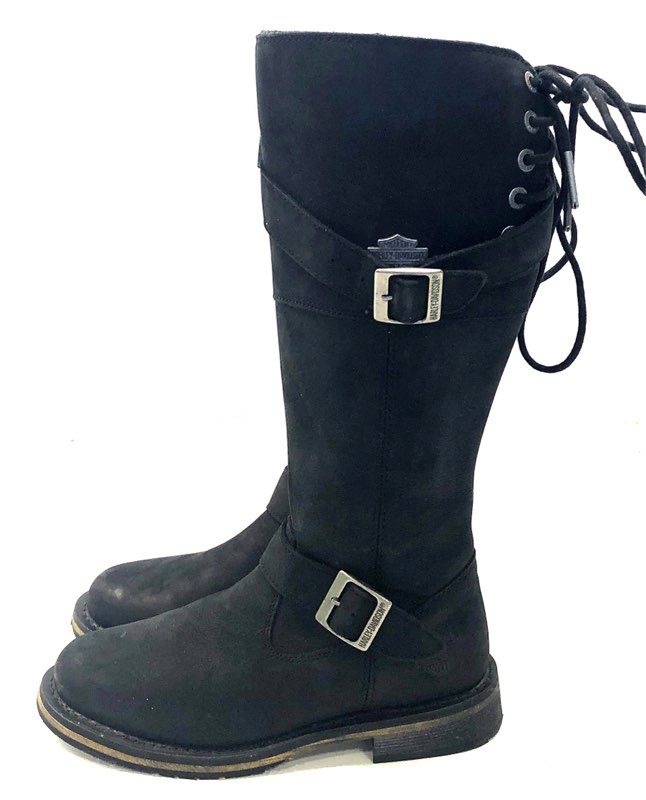 Harley-Davidson Kamie D87155 Black Leather Knee High Moto Boots Women's Size 7
