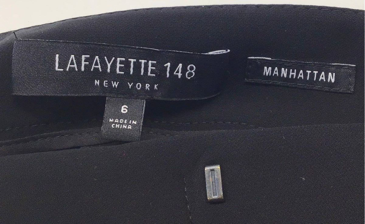 Lafayette 148 New York Women's Black Manhattan Beaded Side Stripe Pants Size 6