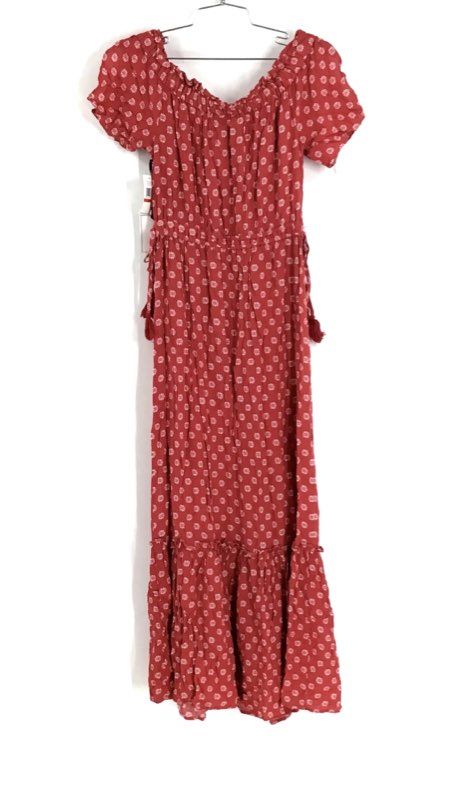 NWT 1. State Women&#39;s Red Short Sleeve Off the Shoulder Maxi Dress - Size XS