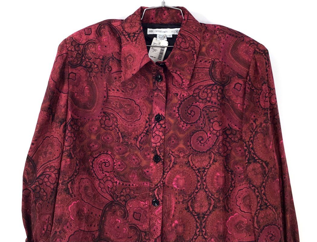 NWT Anne Crimms For UMI Collections Women's Burgundy Silk Shift Dress - Size 22