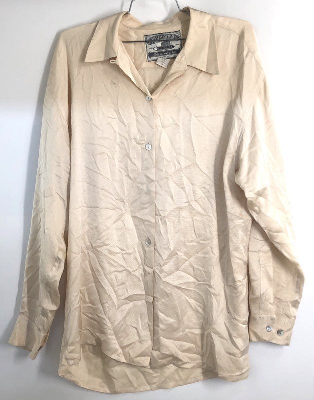Vintage 90s Ce N'est Pas Un Chapeau Danial Nord Men's Ivory Silk Shirt Sz 3