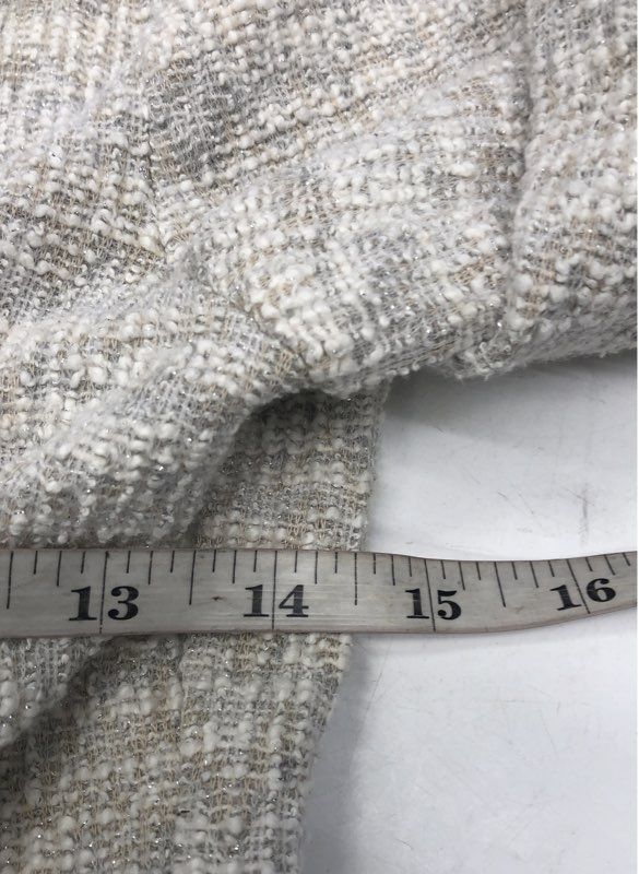 Cozy Fox Women's Asymmetrical Zip Moto Jacket Cream Textured Tweed Sz S