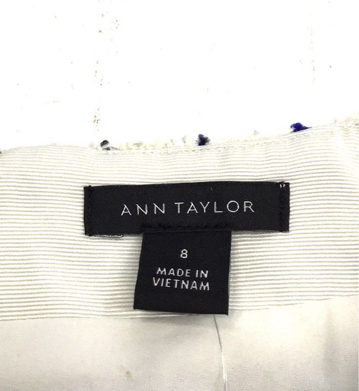 Ann Taylor Women's Cream Blue Black Plaid Grid Tweed Sheath Dress Sz 8 NWT