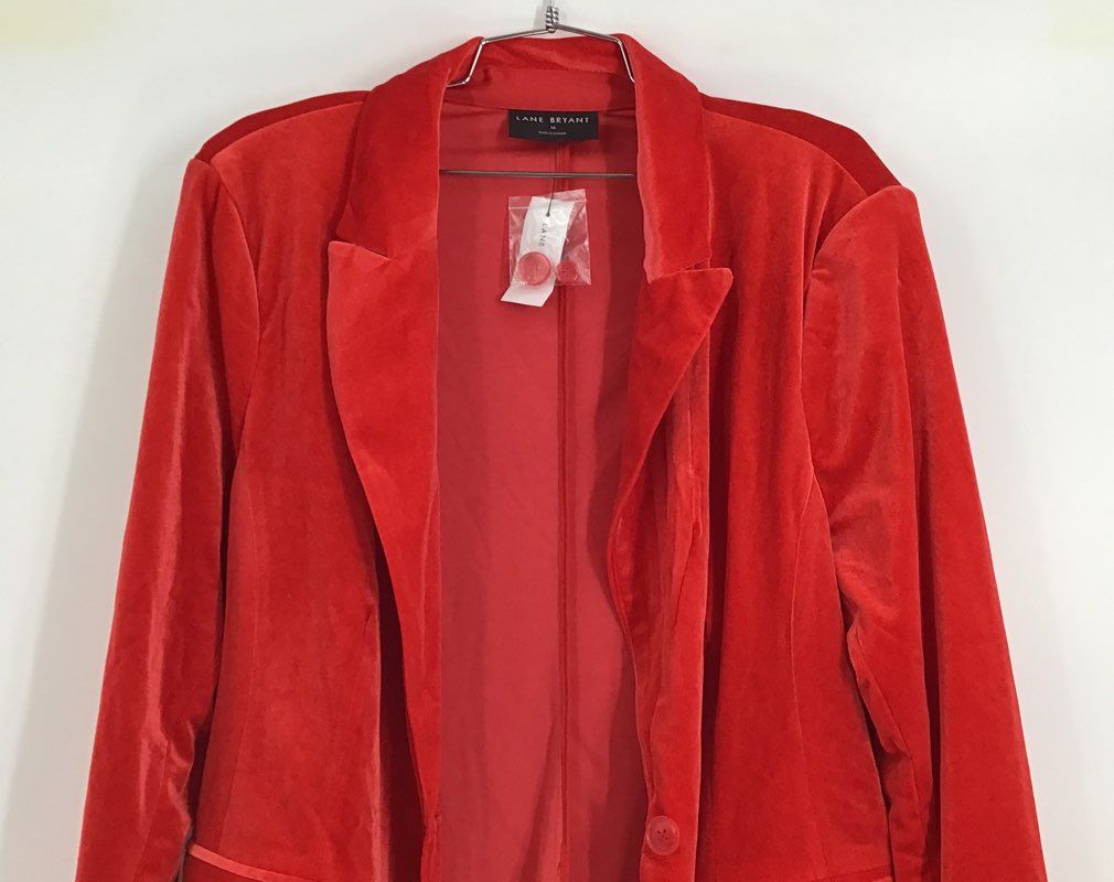 NWT Lane Bryant Womens Red Collared Single-Breasted Blazer - Size 18