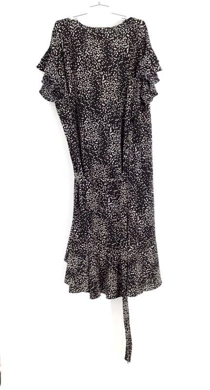 NWT Max Studio Women&#39;s White Black Dotted Surplice Neck Wrap Dress - Size 1X