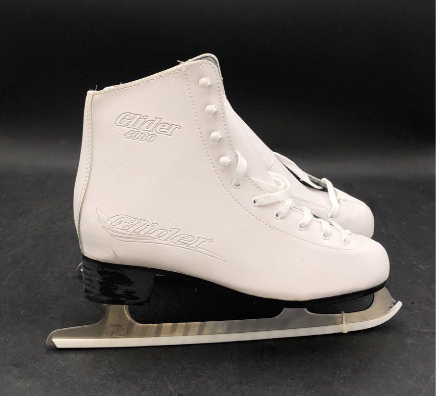 Lake Placid Glider 4000 Figure Ice Skates White Size 10 Blade Guards