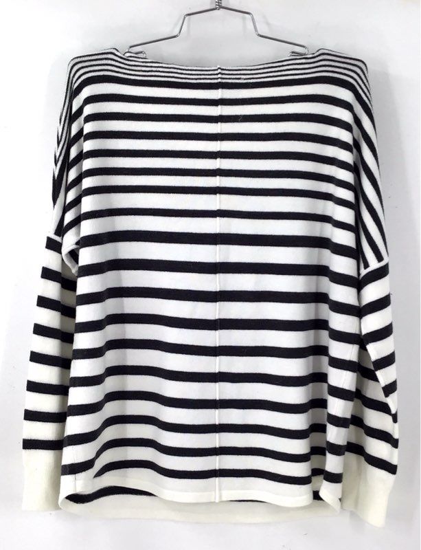 NWT French Connection Women's White Dark Gray Striped Sweater - Size S