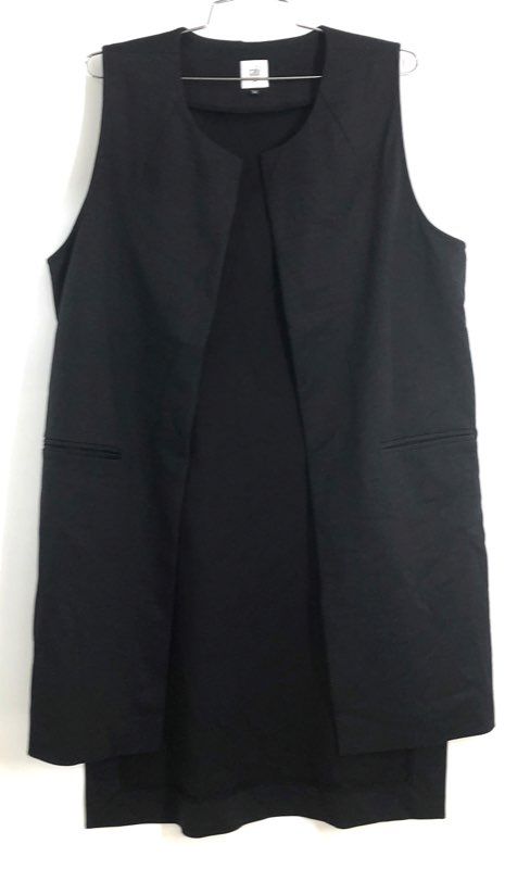 Cabi Women's Black Longline Open Front Vest Waistcoat Sleeveless Sz M