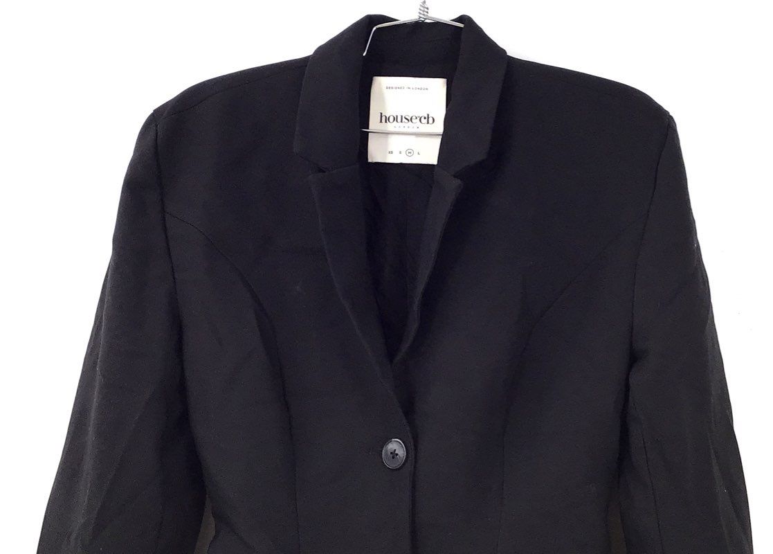 House of CB Women's Black Charmaine Power Shoulder Blazer Dress Coat Size M