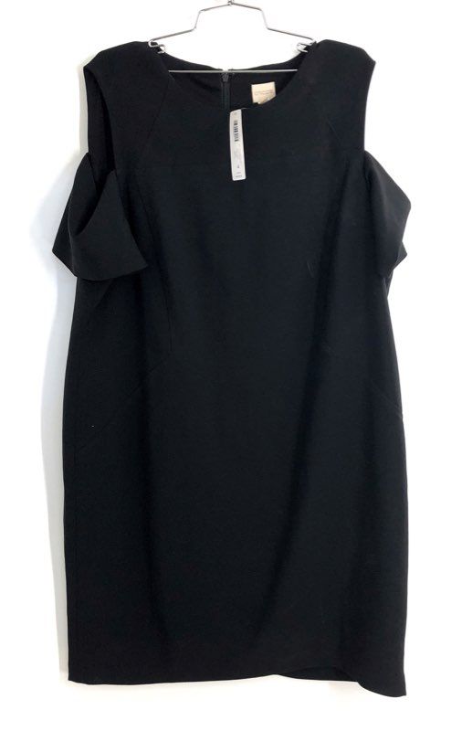 Chico's Women's Black Cold Shoulder Seamed Short Dress Cocktail Sz 4 NWT