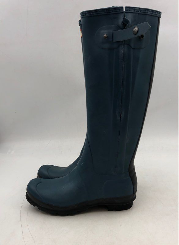 Hunter Women&#39;s Blue Round Toe Waterproof Rain Boots - Size 8