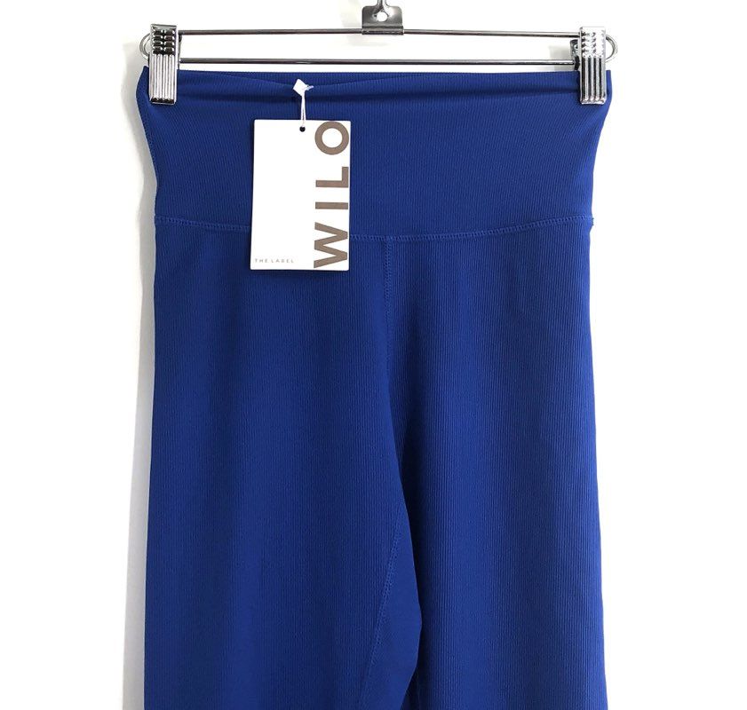 Wilo The Label Women's Royal Blue High Rise Ribbed Leggings Sz XS NWT