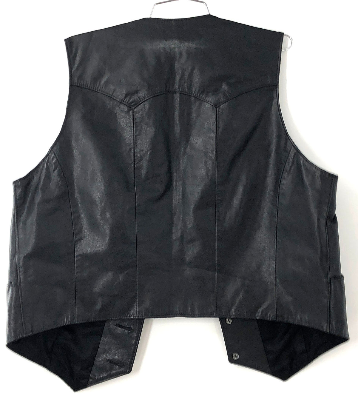 The Leather Factory Men's Black Leather Western Biker Vest Made in USA Sz 44R