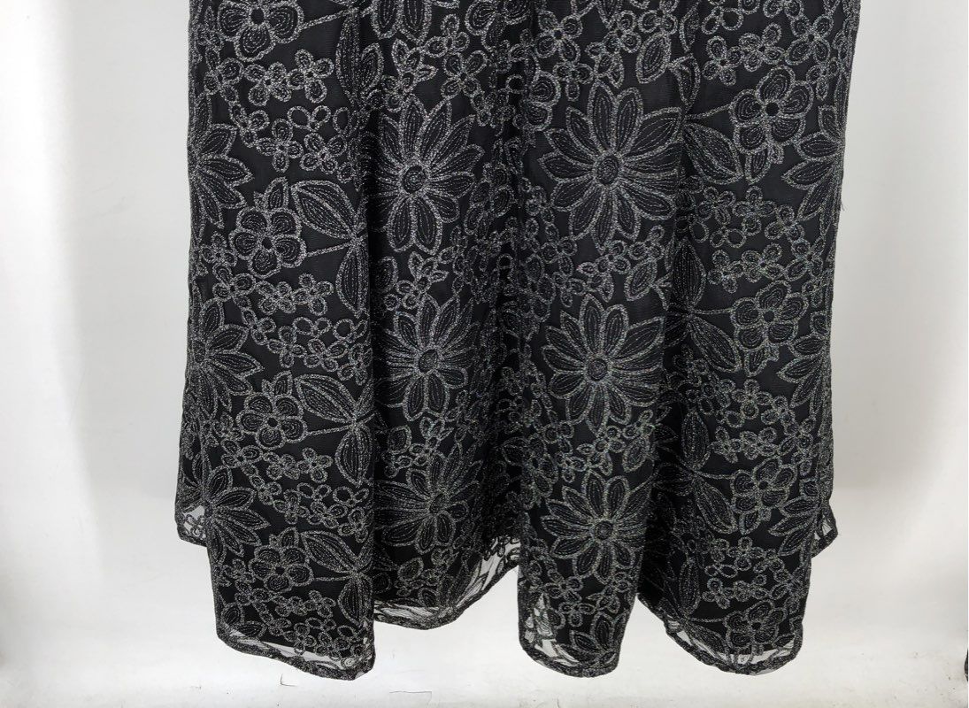 NWT JS Collections Women's Black Floral Gown Dress - Size 8