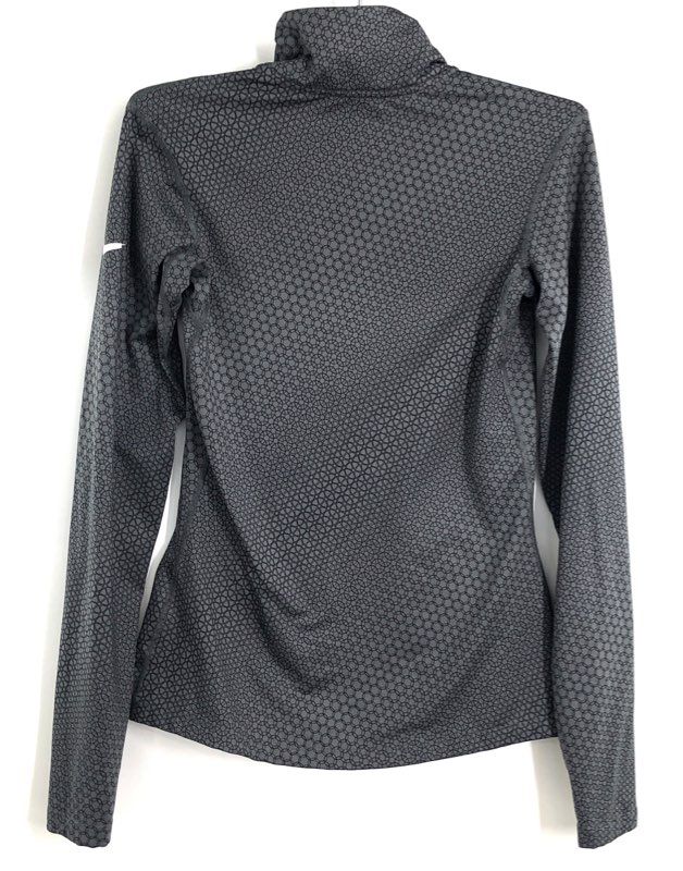 Nike Pro Women's Dri-FIT 1/2 Zip Gray Geometric Circle Print Pullover Top Sz S