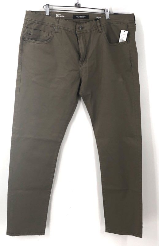 NWT Liverpool Men's Modern Straight Chino Pants Military Green 5-Pocket 40x32