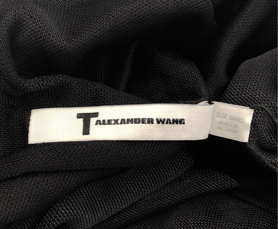 T by Alexander Wang Women's Black Draped Cowl Back Metal Bar Neck Dress Sz S NWT