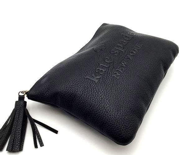 Kate Spade Black Leather Logo Clutch (+COA)