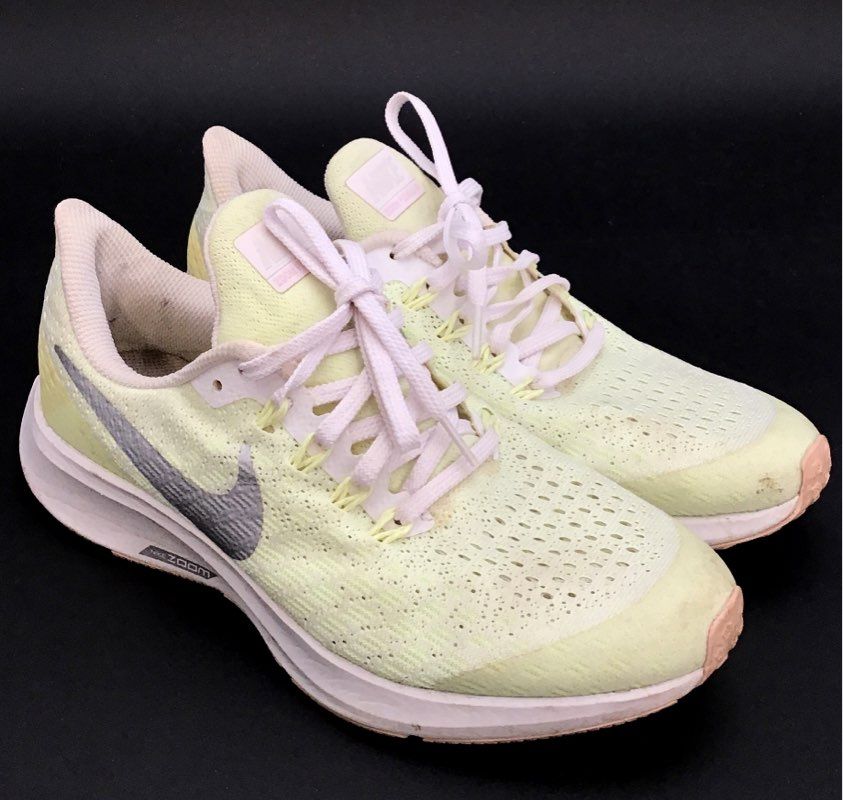 Nike Girls Air Zoom Pegasus 35 AH3481 100 Yellow Pink Athletic Shoes - Size 5Y