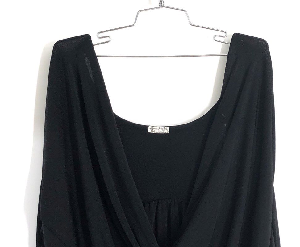Intimately Free People Women's Black Ruched Long Sleeve Draped Bodysuit Sz M