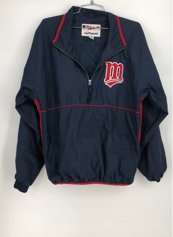 Vintage Majestic Men&#39;s Navy Blue Minnesota Twins Baseball MLB Jacket - Size Medium