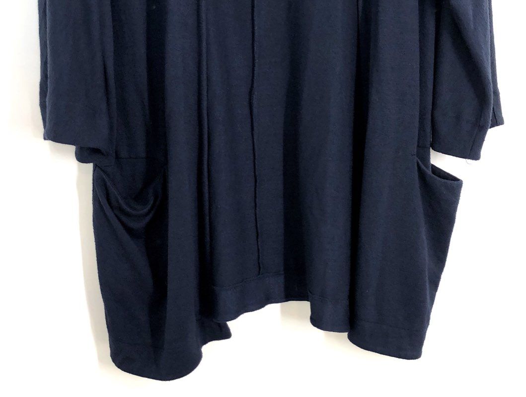 Wilfred Free Women's Navy Blue Open Front Drape Pocket Knit Cardigan Sz S