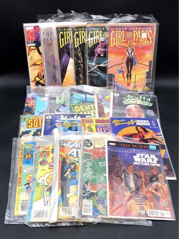 Buffy Star Wars Wonder Woman + 25+ Comic Book Lot Marvel DC Dark Horse Mixed