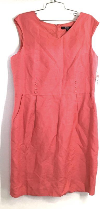 Alex Marie Women's Pink Clarissa Linen Blend Sleeveless Sheath Dress 16 NWT