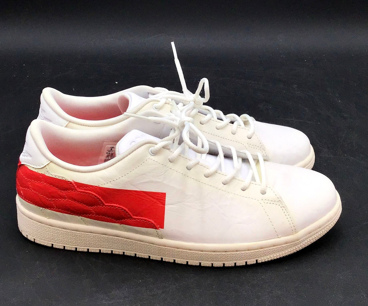 Nike Men's Jordan 1 Centre Court White Red Athletic Shoes - Size 8