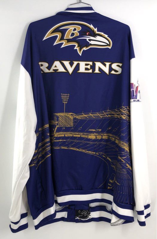 Baltimore Ravens Super Bowl XXXV All Over Print Varsity Snap Jacket Sz 5XL