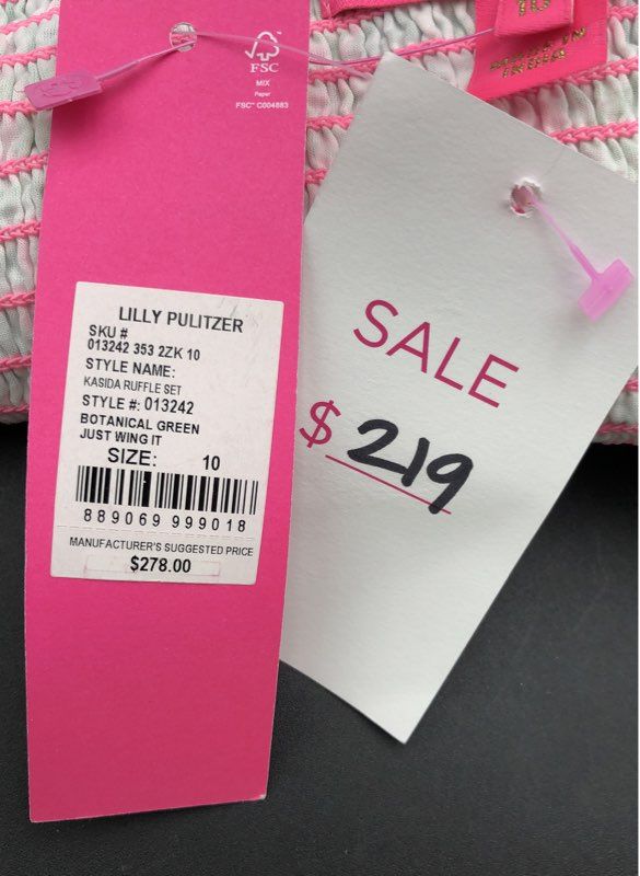 Lilly Pulitzer Kasida Ruffle Crop Top Pink Green One Shoulder NWT Women's 10