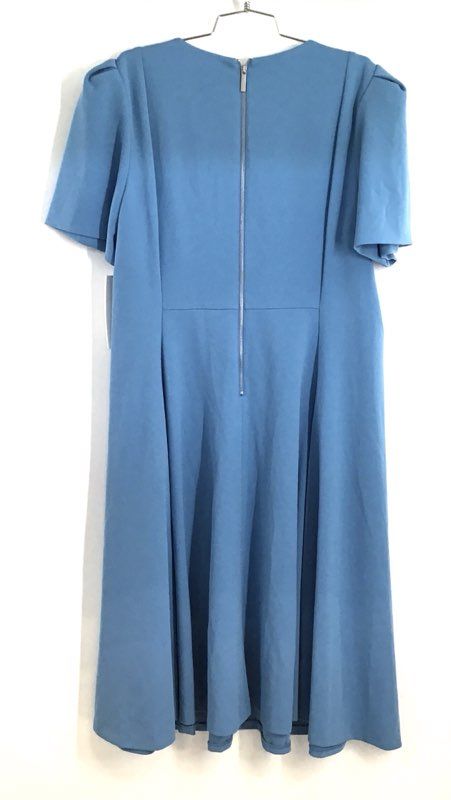 Calvin Klein Women's Blue Puff Sleeve Crepe Fit & Flare Dress NWT Sz 20W
