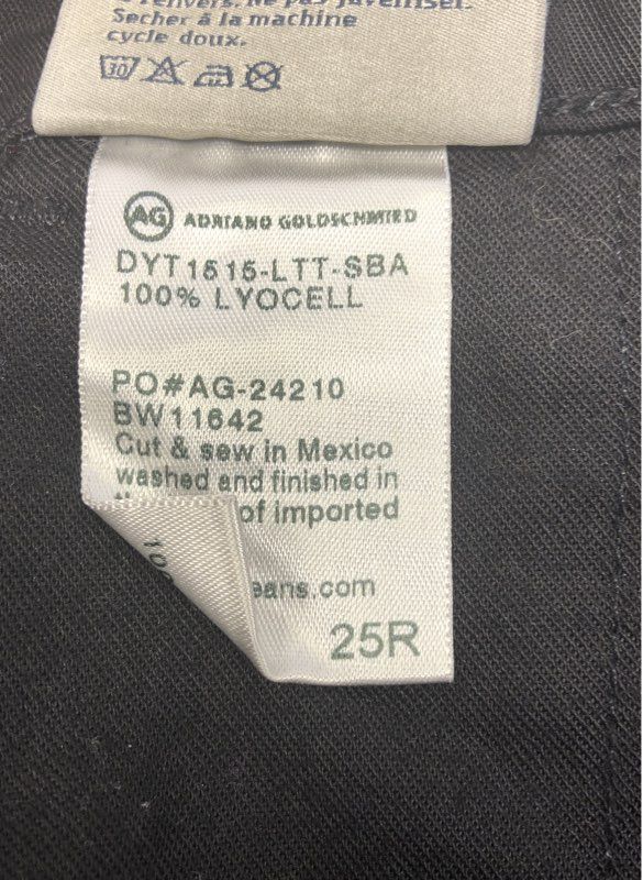 AG Adriano Goldschmied Women's Black The Tristan Tailored Trouser Lyocell Sz 25R