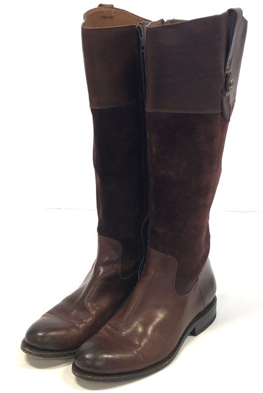 Frye Melissa Button Redwood Leather Suede Equestrian Boots Womens Size 8 B